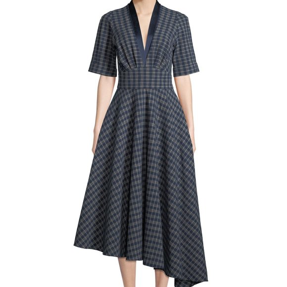 Adam Lippes Dresses & Skirts - Adam Lippes plaid long blue dress